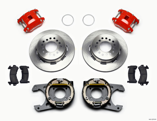 Wilwood D154 P/S Park Brake Kit Red 12 Bolt 2.75in offset Staggered Shock - 140-12570-R