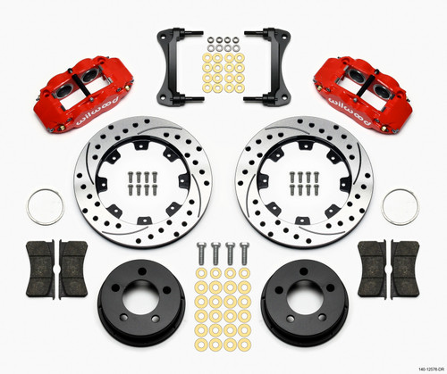 Wilwood Narrow Superlite 4R Front Kit 12.19in Drilled Red 87-89 Jeep YJ - 140-12576-DR
