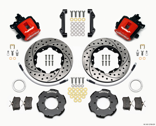 Wilwood Combination Parking Brake Rear Kit 11.00in Drilled Red 2012 Fiat 500 w/ Lines - 140-12768-DR