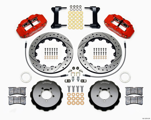 Wilwood Narrow Superlite 6R Front Hat Kit 13.06in Drilled Red 1999-2012 Subaru WRX w/Lines - 140-12874-DR