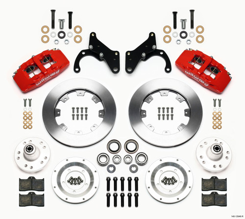 Wilwood Dynapro 6 Front Hub Kit 12.19in Red 69-70 Impala Drum/Disc 69-82 Vette - 140-12946-R