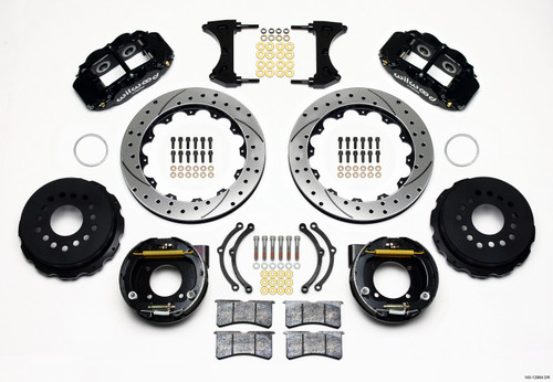 Wilwood Narrow Superlite 4R Rear P-Brk Kit 12.88in Drilled Chevy 12 Bolt w/ C-Clips - 140-12964-D