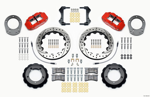 Wilwood Narrow Superlite 4R Front Hat Kit 12.88in Drill Red 76-77 Ford Bronco Dana 44 w/Lines - 140-13305-DR