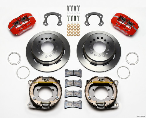 Wilwood Dynapro Low-Profile 11.00in P-Brake Kit - Red Ford 8.8 Special w/2.50in Offset-5 Lug - 140-13724-R