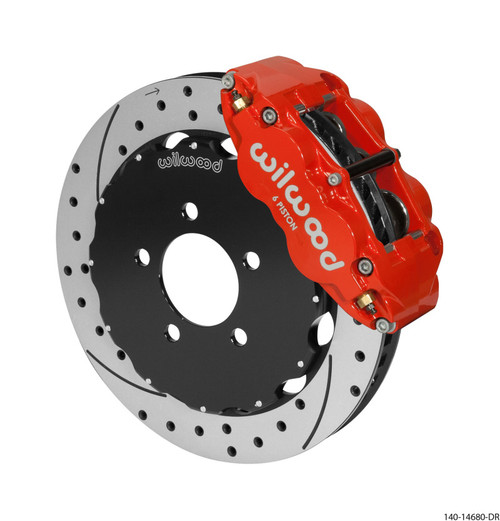 Wilwood Narrow Superlite 6R Front Big Brake Kit 12.88in Drilled Red 05-11 Ford Crown Victoria - 140-14680-DR