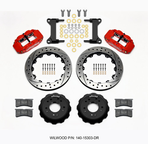 Wilwood Narrow Superlite 6R Front Hat Kit 13.06 Drilled Red 63-87 C10 w/ Wilwood Pro Spindles - 140-15303-DR
