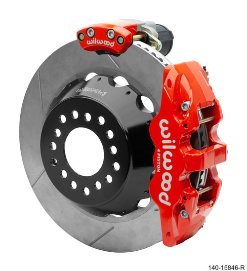 Wilwood Narrow Superlite 4R Rear P-Brk Kit AERO4 14in Rotor Big Ford New Style 2.5in Off - Red - 140-15846-R
