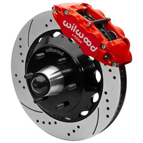 Wilwood 63-87 C10 FNSL6R Front Big Brake Brake Kit 14in drill/slot 6x5.5 BP for drop spindles - Red - 140-16458-DR