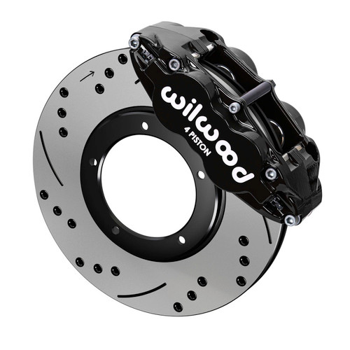Wilwood 69-83 Porsche 911 Front Superlite Brake Kit 3.5in MT Drilled & Slotted - Black - 140-16679-D