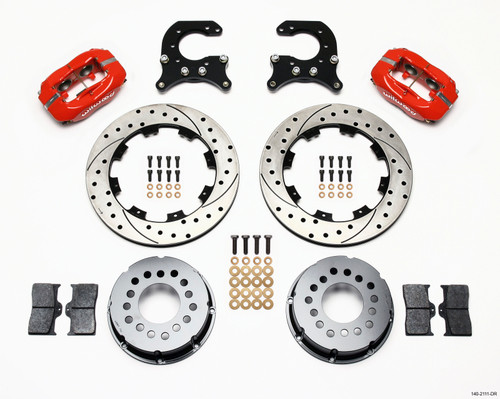 Wilwood Forged Dynalite P/S Rear Kit Drilled Red 58-64 Olds/Pontiac Ends - 140-2111-DR