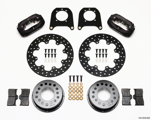 Wilwood Forged Dynalite Rear Drag Kit Drilled Rotor Chev 12 Bolt w/Clip Eliminator - 140-4545-BD