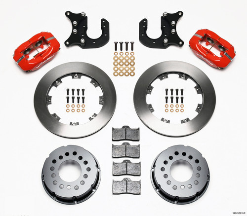 Wilwood Forged Dynalite P/S Rear Kit Red Mopar/Dana 2.36in Off w/Snap Ring Brng - 140-5591-R