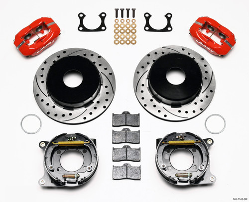 Wilwood Forged Dynalite P/S Park Brake Kit Drilled Red Big Ford 2.36in Offset Currie Blank - 140-7142-DR