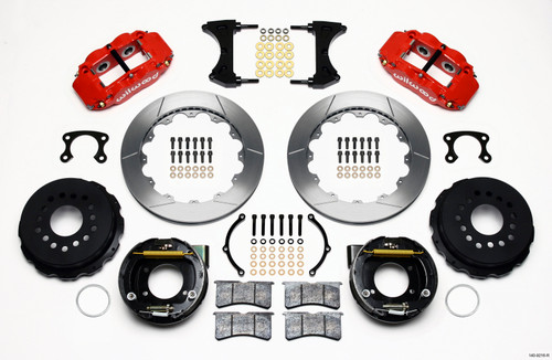 Wilwood Narrow Superlite 4R Rear P-Brk Kit 12.88in Red Small Ford 2.66in Offset - 140-9216-R