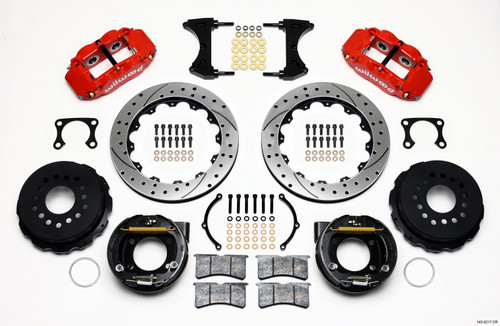 Wilwood Narrow Superlite 4R Rear P-Brk Kit 12.88in Drilled Red Big Ford Old Style 2.36in Offset - 140-9217-DR