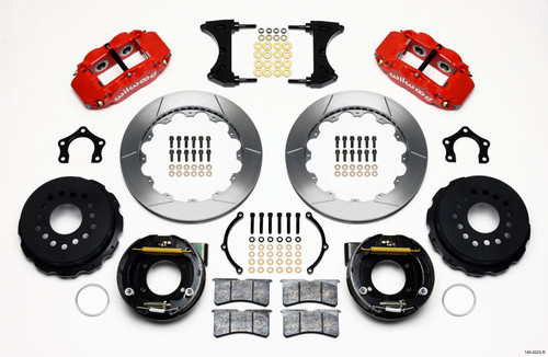 Wilwood Narrow Superlite 4R Rear P-Brk Kit 12.88in Red Mopar/Dana 2.36in Off w/Snap Ring Brng - 140-9222-R