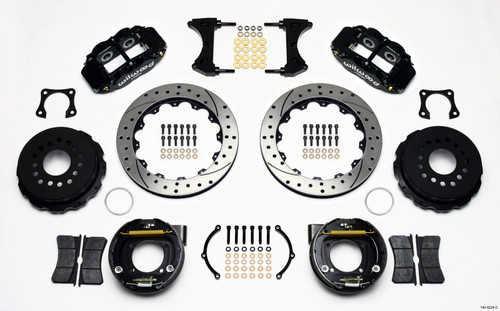 Wilwood Narrow Superlite 4R Rear P-Brk Kit 12.88in Drilled 58-64 Olds/Pontiac Ends 2.81in Offset - 140-9224-D