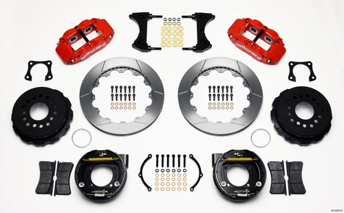 Wilwood Narrow Superlite 4R Rear P-Brk Kit 12.88in Red 58-64 Olds/Pontiac Ends 2.81in Offset - 140-9224-R