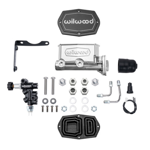 Wilwood MOPAR Compact Tandem M/C Kit w/ P-Valve 1.12in Bore - Chrome Powdercoat - 261-17799-P Photo - Primary