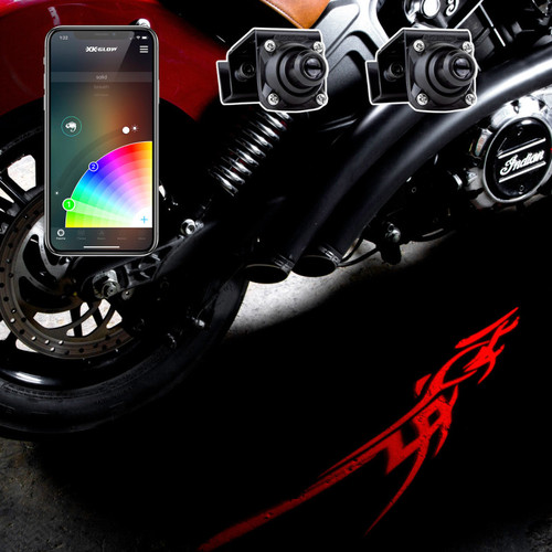XK Glow Curb FX Bluetooth XKchrome App Waterproof LED Projector Welcome Light Tatoo Style 2pc - XK-CFX-STA-TATOO
