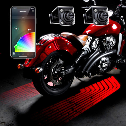 XK Glow Curb FX Bluetooth XKchrome App Waterproof LED Projector Welcome Light Angel Wing Style 2pc - XK-CFX-STA-WING