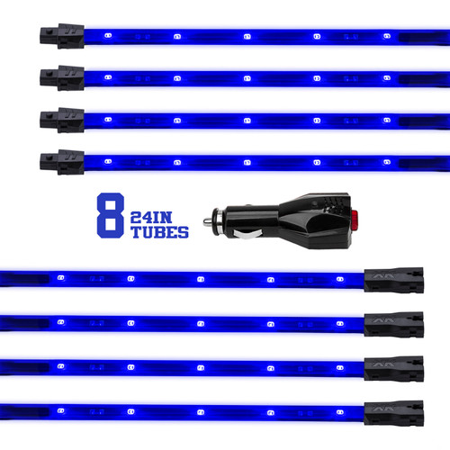 XK Glow Tube Single Color Underglow LED Accent Light Car/Truck Kit Blue - 8x24In - XK041002-B