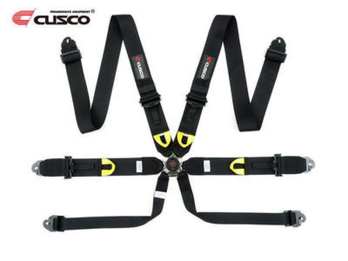 Cusco Universal 6 Point 3in Shoulder 3in Lap w/ Eyebolts (7/16-20UNF Thread) FIA Racing Harness- Blk - 00B CRH N6BK