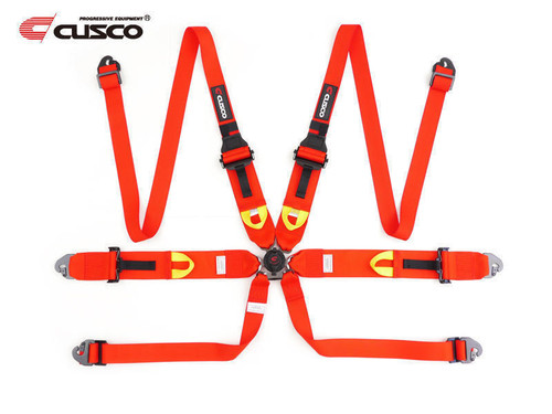 Cusco Universal 6 Point 3in Shoulder 3in Lap (HANS) w/Eyebolts (7/16-20UNF) FIA Racing Harness- Red - 00B CRH N6HRD