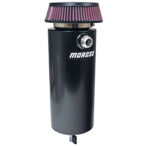 Moroso 6in Diameter Single -16AN Inlet Aluminum Breather Tank Catch Can - Black - 85756 User 1