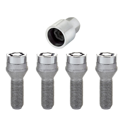 McGard Wheel Lock Bolt Set - 4pk. (Cone Seat) M14X1.5 / 19mm Hex / 31.0mm Shank Length - Chrome - 27000
