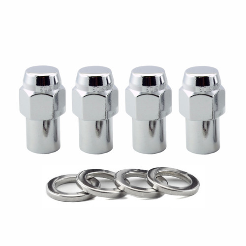 McGard Hex Lug Nut (Reg. Shank - .746in.) 7/16-20 / 13/16 Hex / 1.65in. Length (4-Pack) - Chrome - 61001