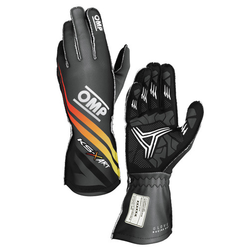 OMP KS-X ART GLOVES my2025 FIA 8877-2022 BLACK/YELLOW/RED SZ XL - KB0-2754-A01-378-XL Photo - Primary