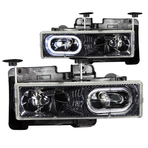 ANZO 1988-1998 Chevrolet C1500 Crystal Headlights Carbon w/ Halo - 111005