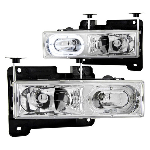 ANZO 1988-1998 Chevrolet C1500 Crystal Headlights Chrome w/ Halo - 111006