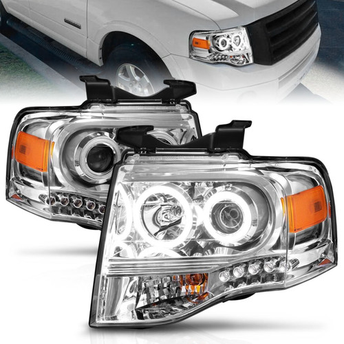 ANZO 2007-2014 Ford Expedition Projector Headlights Chrome - 111114