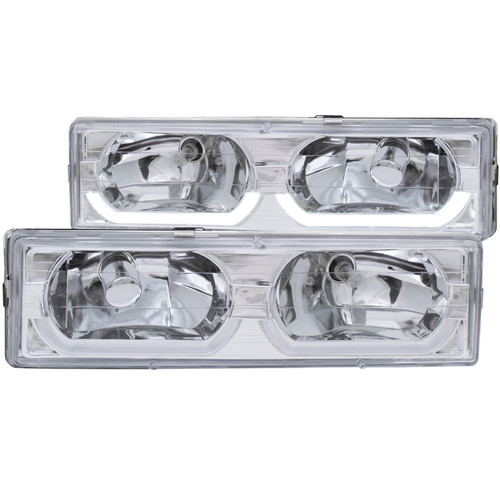 ANZO 1988-1998 Chevrolet C1500 Crystal Headlights Chrome w/ Low - Brow - 111300