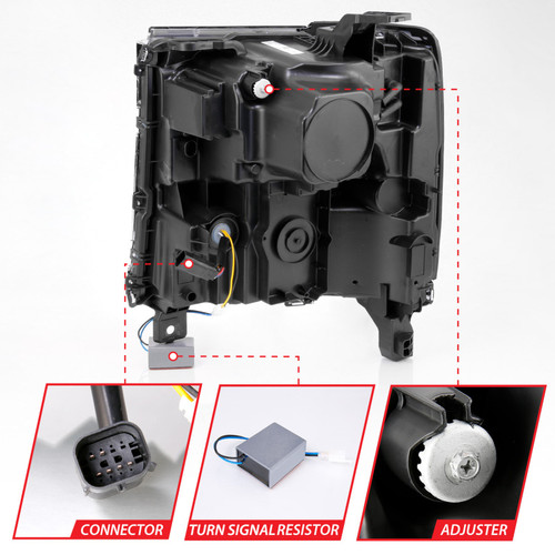 ANZO 16-18 Chevy Silverado 1500 (Factory HID Models ONLY) Full LED Proj Headlights Black - Pair - 111622A