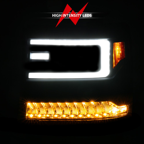 ANZO 16-18 Chevy Silverado1500 (Factory HID Models) LED Proj Light Bar Style Headlights Black - Pair - 111624A