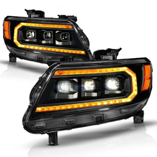 ANZO 15-22 Chevy Colorado Full LED Headlights w/ Initiation (Amber DRL) - Black - 111641