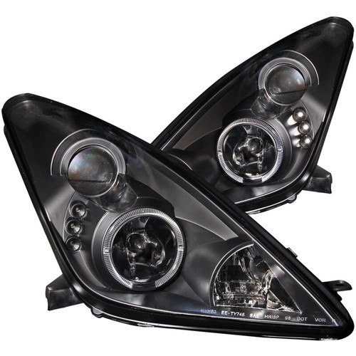 ANZO 2000-2005 Toyota Celica Projector Headlights w/ Halo Black - 121387