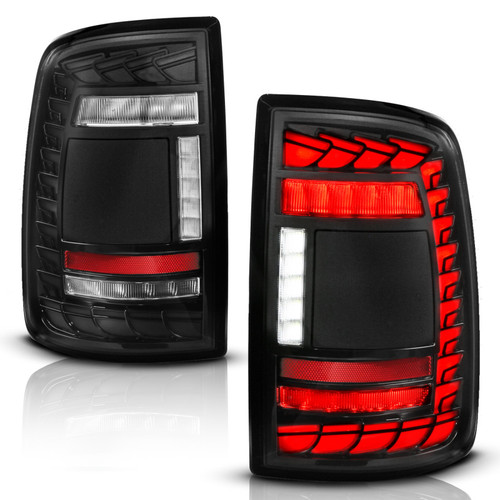 ANZO 19-24 RAM 2500/3500 Full LED Tail Lights SeqSig Black - Pair - 311482A