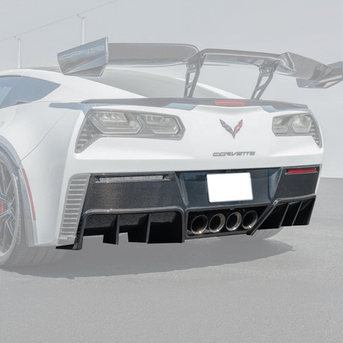 EOS Rear Bumper Diffuser w. Fins - Carbon Fiber - C7 Corvette EOS Rear Bumper Diffuser w. Fins - Carbon Fiber - C7 Corvette