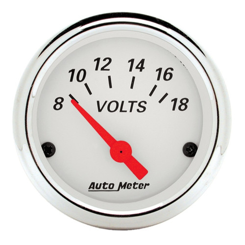 Autometer Arctic White 2-1/16in 8-18 Volts Air-Core Voltmeter Gauge - 1391