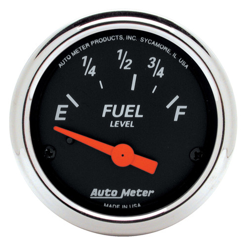 Autometer Designer Black Fuel Level Gauge 2-1/16in Electrical 70 Ohms E / 10 Ohms F - 90 Deg Sweep - 1423