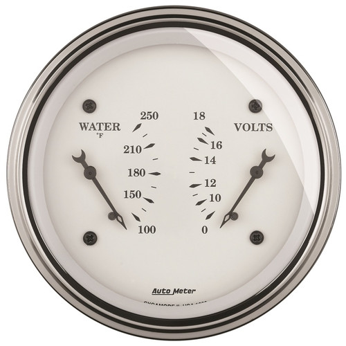 AutoMeter Gauge Dual Wtmp & Volt 3-3/8in. 250 Deg. F & 18V Elec Old Tyme White - 1630