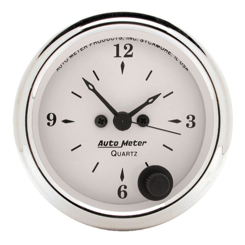 AutoMeter Gauge Clock 2-1/16in. 12HR Analog Old Tyme White - 1686