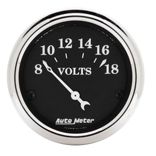 Autometer 2 1/16in 18V Electric Old Tyme Black Voltmeter - 1791