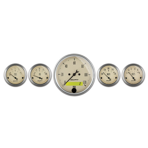 AutoMeter Gauge Kit 5 Pc. 3-1/8in. & 2-1/16in. Elec. Speedometer Antique Beige - 1809