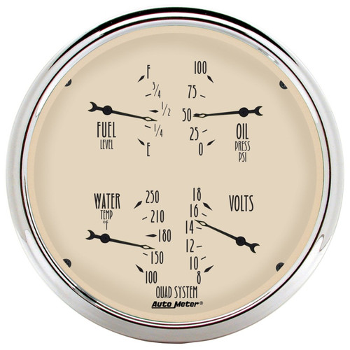 AutoMeter Gauge Quad 5in. 240 Ohm(e) to 33 Ohm(f) Elec Antique Beige - 1810