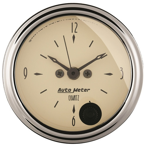 Autometer 2-1/16 inch 12 Hour Analog Antique Beige Clock - 1885